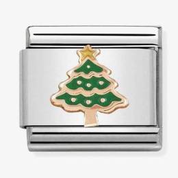 Nomination CLASSIC Rose Gold Christmas Tree with Green Enamel Charm 430203-05