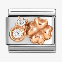 Nomination CLASSIC Rose Gold Cubic Zirconia Raised Four Leaf Clover Charm 430305-52