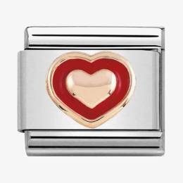 Nomination CLASSIC Rose Gold Heart with Red Enamel Boarder Charm 430203-01