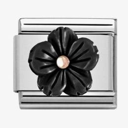 Nomination CLASSIC Rose Gold Onyx Flower Charm 430510-01