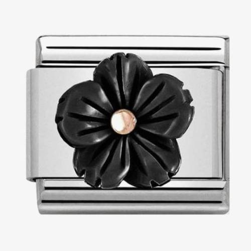 Nomination CLASSIC Rose Gold Onyx Flower Charm 430510-01 - 0