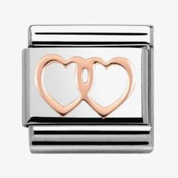 Nomination CLASSIC Rose Gold Plates Double Hearts Charm 430104-08