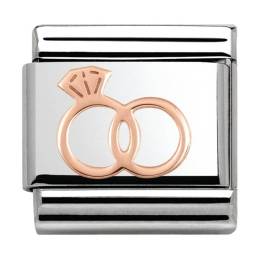 Nomination CLASSIC Rose Gold Plates Wedding Rings Charm 430104-13