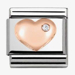 Nomination CLASSIC Rose Gold Stone Set Heart Charm 430305-01