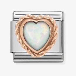 Nomination CLASSIC Rose Gold Stones Heart White Opal Charm 430509/22