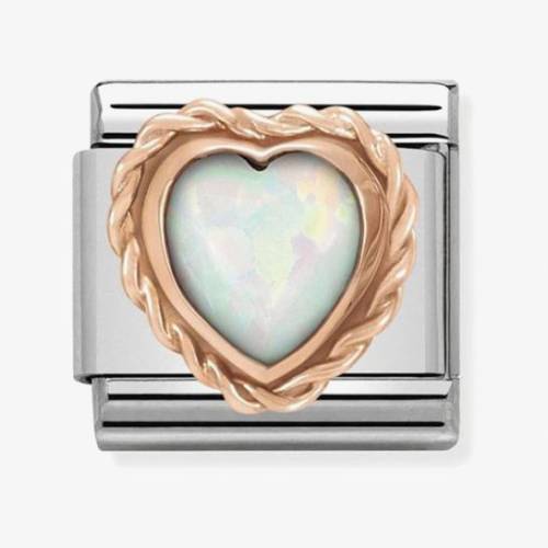 Nomination CLASSIC Rose Gold Stones Heart White Opal Charm 430509/22 - 0