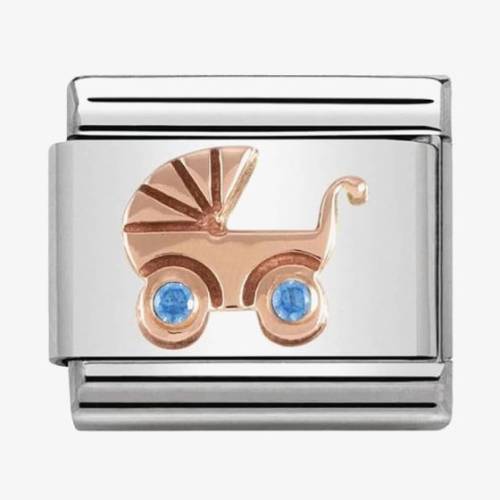 Nomination CLASSIC Rose Gold Symbols Blue Baby Carrier Charm 430305-05 - 0