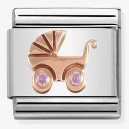 Nomination CLASSIC Rose Gold Symbols Pink Baby Carrier Charm 430305-06