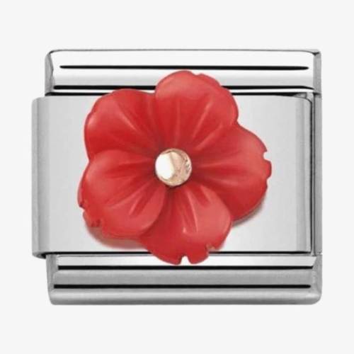 Nomination CLASSIC Rose Gold Symbols Red Mother of Pearl Flower Charm 430510-07 - 0