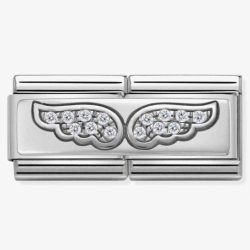 Nomination CLASSIC Silvershine Double Link Angel Wings Charm 330732-01 - 0