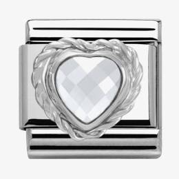 Nomination CLASSIC Silvershine Faceted Hearts White Cubic Zirconia Charm 330603-010