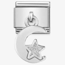 Nomination CLASSIC Silvershine Moon And Star Glitter Drop Charm 331805-05