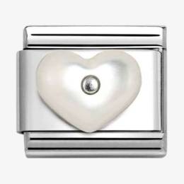 Nomination CLASSIC Silvershine Mother Of Pearl Heart Charm 330509-17