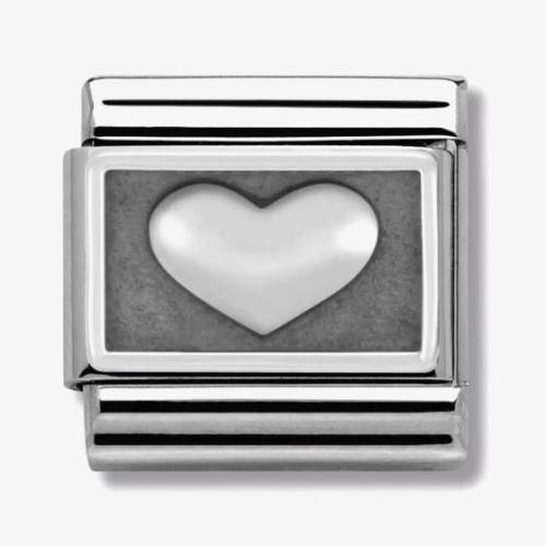 Nomination CLASSIC Silvershine Oxidised Heart Charm 330102-01 - 0