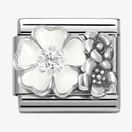 Nomination CLASSIC Silvershine Oxidised & White Enamel Flowers Charm 330325*01