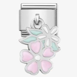 Nomination CLASSIC Silvershine Pink And White Flower Drop Charm 331805-10