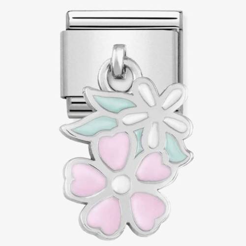 Nomination CLASSIC Silvershine Pink And White Flower Drop Charm 331805-10 - 0