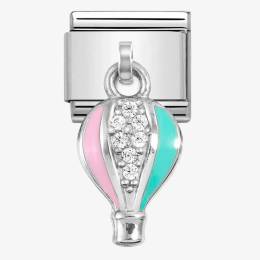 Nomination CLASSIC Silvershine Pink & Blue Hot Air Balloon Dropper Charm 331815-13