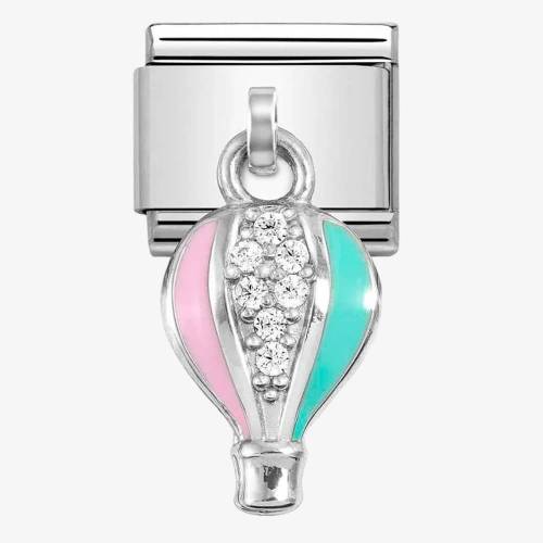 Nomination CLASSIC Silvershine Pink & Blue Hot Air Balloon Dropper Charm 331815-13 - 0