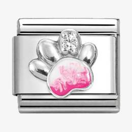 Nomination CLASSIC Silvershine Pink Paw Print Charm 330321-13