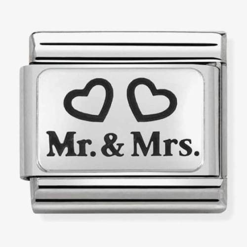 Nomination CLASSIC Silvershine Plates Mr and Mrs Charm 330109-01 - 0