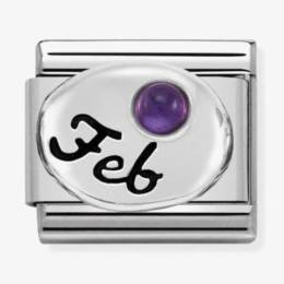 Nomination CLASSIC Silvershine Symbols February Amethyst Birthstone Charm 330505/02