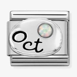 Nomination CLASSIC Silvershine Symbols October White Opal Birthstone Charm 330505/10