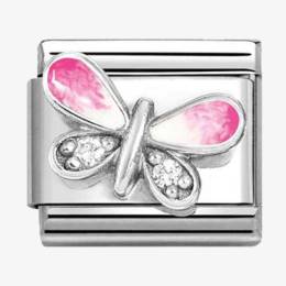 Nomination CLASSIC Silvershine White Cubic Zirconia Pink Butterfly Charm 330321-09