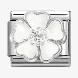 Nomination CLASSIC Silvershine White Flower Charm 330321-15