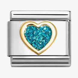 Nomination CLASSIC Turquoise Glitter Heart Charm 030220-08