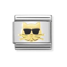 Nomination COMPOSABLE CLASSIC Gold Cat with Sunglasses 030272-44