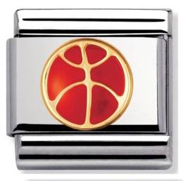 NOMINATION Composable Classic Gold & Enamel Basket Ball Charm 030203/08 