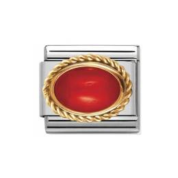 NOMINATION Composable Classic Gold Setting Red Coral Link 030507-11