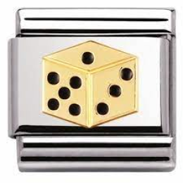 NOMINATION COMPOSABLE CLASSIC LINK DICE IN 18K GOLD & ENAMEL 030205-11