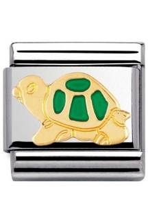 NOMINATION COMPOSABLE CLASSIC LINK GREEN TORTOISE IN 18K GOLD AND ENAME 030212-12