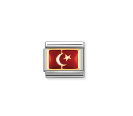 NOMINATION COMPOSABLE CLASSIC LINK TURKEY FLAG IN 18K GOLD AND ENAMEL 030234-20