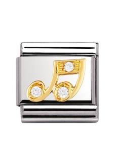 NOMINATION COMPOSABLE CLASSIC LINK WHITE MUSICAL NOTE IN 18K GOLD AND CZ 030308-18