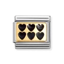 Nomination Composable Classic Plates classic gold Black line hearts 030284-67