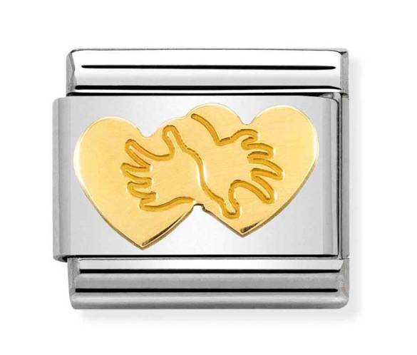 Nomination Composable Classic SYMBOLS And Steel And 18k Gold Hearts Hug 030162-60 - 0