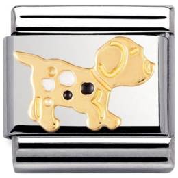 Nomination COMPOSABLE CLASSIC18K Gold Black And White Enamel Dog Charm 030212-36