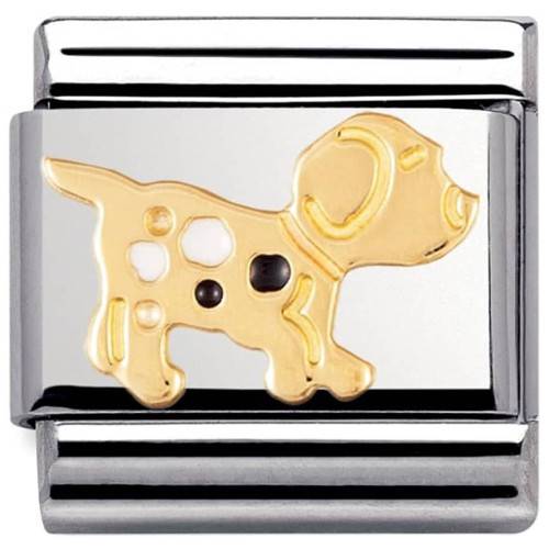 Nomination COMPOSABLE CLASSIC18K Gold Black And White Enamel Dog Charm 030212-36 - 0