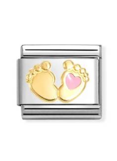 Nomination Composable Link Baby Feet & Pink Heart, 030272-85 