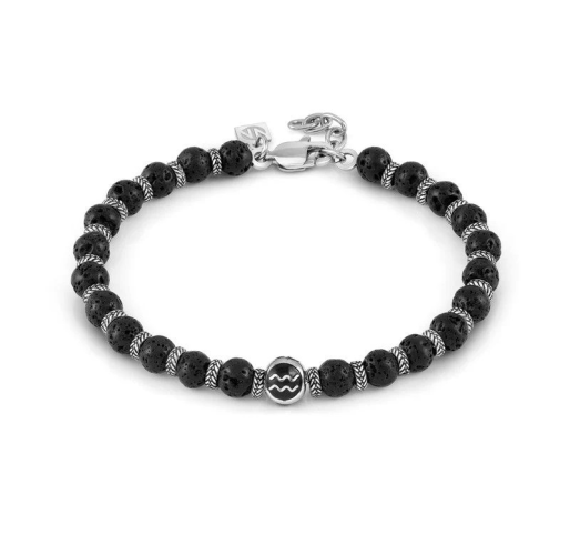 Nomination Instinct Bracelet, Aquarius, Lava Stone, Stainless Steel 027928-011 - 0