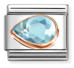 Nomınatıon Light Blue Left Drop Faceted Rosegold Charm 430605-006