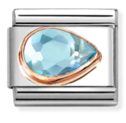 Nomınatıon Light Blue Right Drop Faceted Rosegold Charm 430606-006