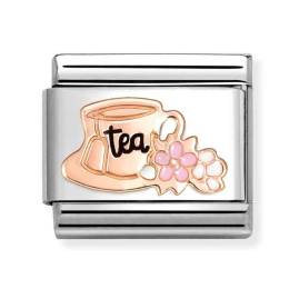 Nomination Rose Gold Tea Cup with Flowers Charm 430202-27