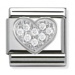 NOMINATION SATICI CLASSIC SİLVERSHİNE WHİTE CUBİC ZİRCONİA HEART CHARM 330304/01