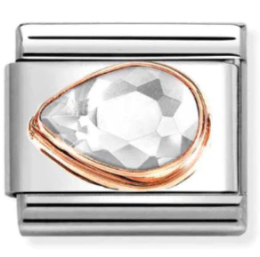 Nomınatıon White Left Drop Faceted Rosegold Charm 430605-010