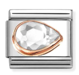 Nomınatıon White Right Drop Faceted Rosegold Charm 430606-010